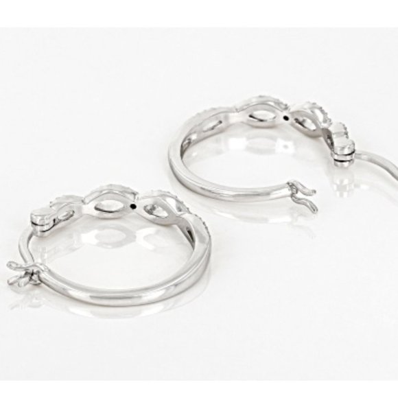 White Diamond 0.02 ctw Accent Rhodium Over Sterling Silver Hoop Earrings - Picture 4 of 4